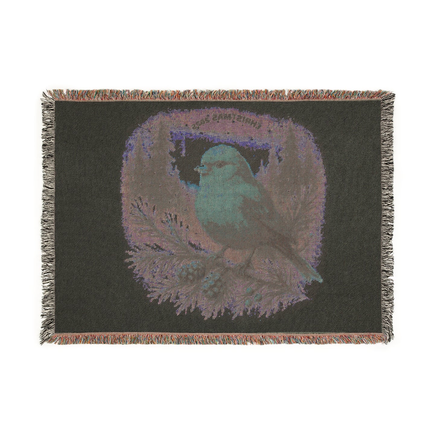 Vintage Robin Bird Woven Blanket | Pine Cone Forest Throw