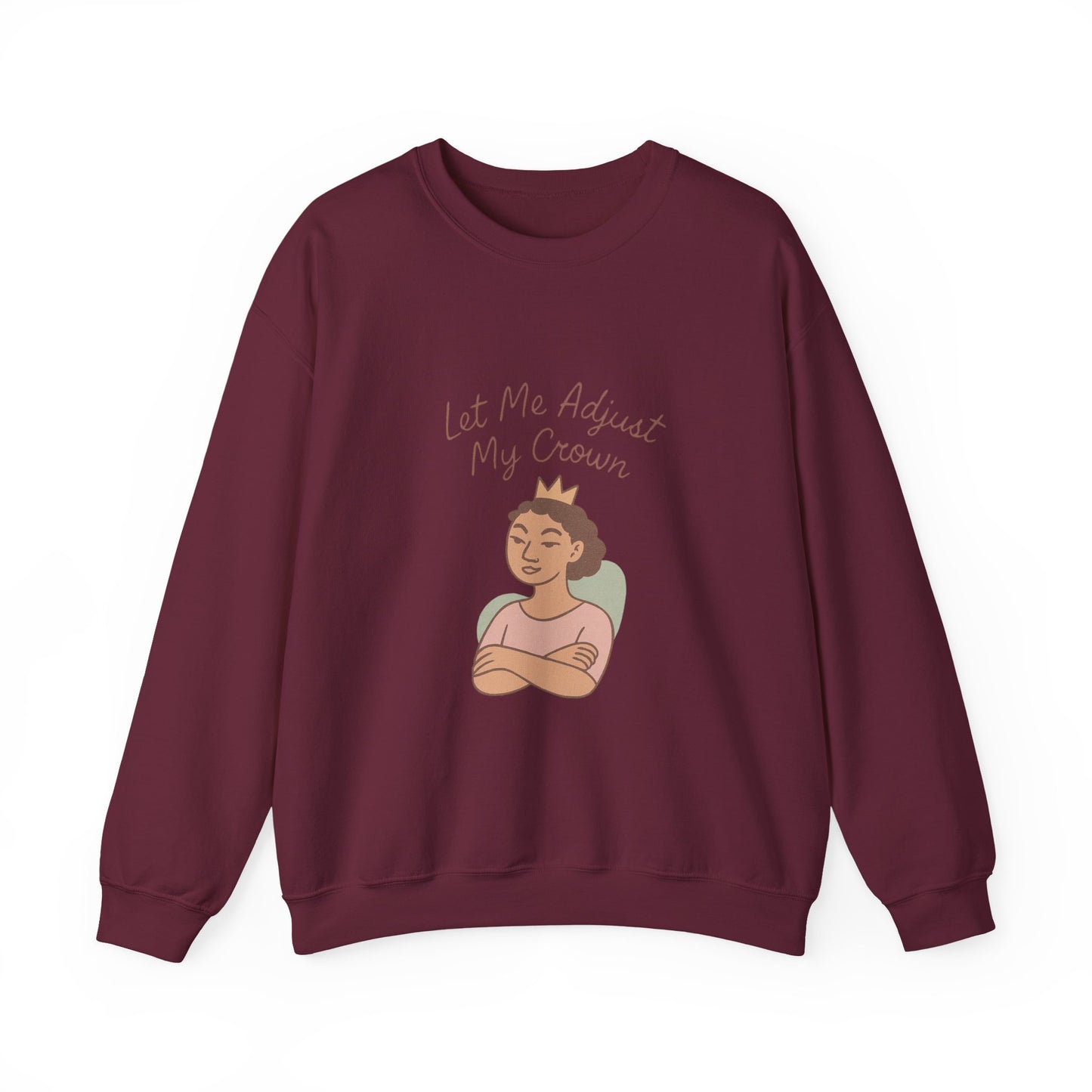 Let Me Adjust My Crown Crewneck Sweatshirt - Empowering Queen Graphic Sweatshirt