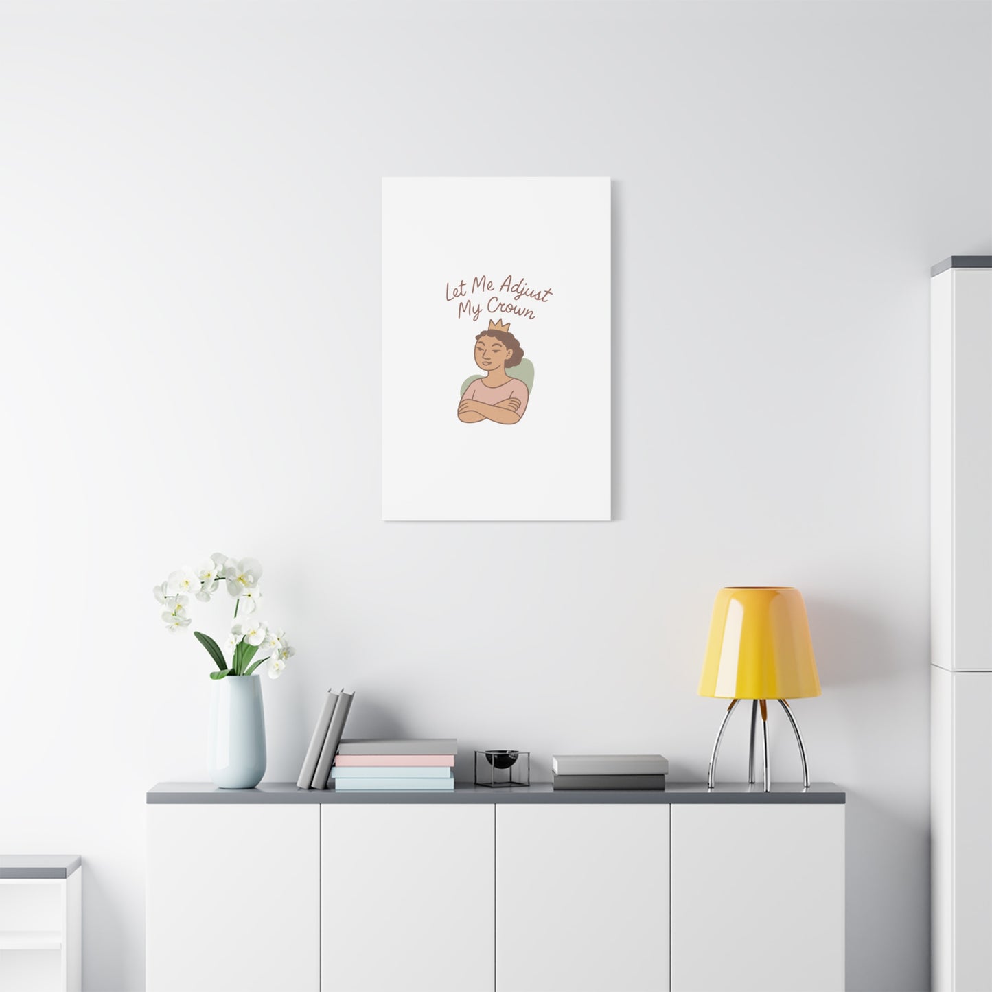 Let Me Adjust My Crown Canvas Wall Art - Empowering Feminist Decor
